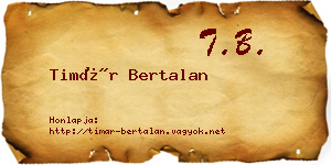 Timár Bertalan névjegykártya